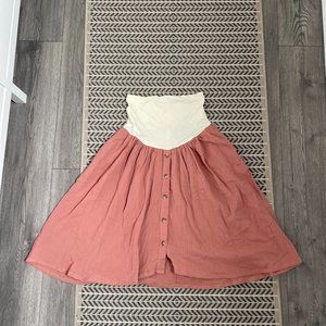 PinkBlush Button Front Maternity Midi Skirt